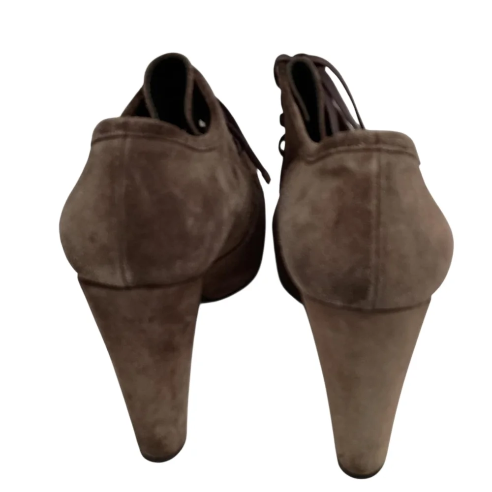 Stuart Weitzman Women's‎ Suede Lace Up Loafer High Heels 3.75
